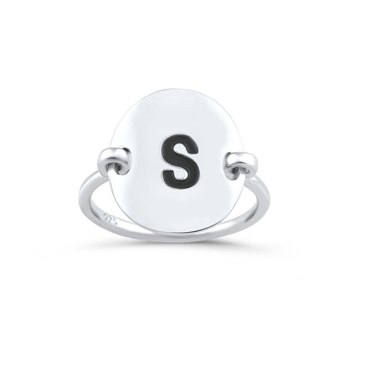 Sterling Silver Oval Initial S Ring - SilverCloseOut - 1
