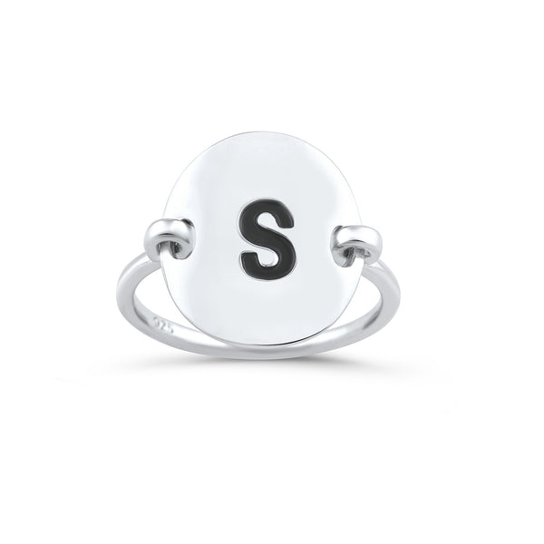 Sterling Silver Oval Initial S Ring - SilverCloseOut - 1
