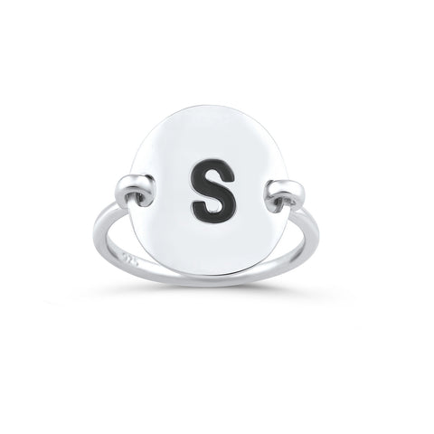 Sterling Silver Oval Initial S Ring - SilverCloseOut - 1