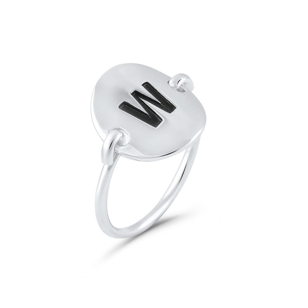 Sterling Silver Oval Initial W Ring - SilverCloseOut - 2