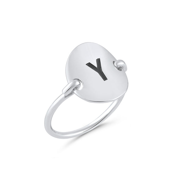 Sterling Silver Oval Initial Y Ring - SilverCloseOut - 2