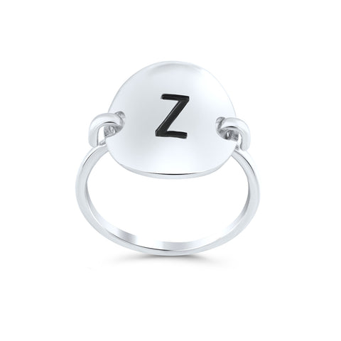 Sterling Silver Oval Initial Z Ring - SilverCloseOut - 1