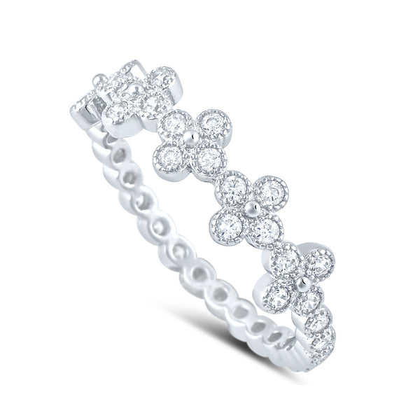 Sterling Silver Cz Stackable Cross Ring - SilverCloseOut - 1