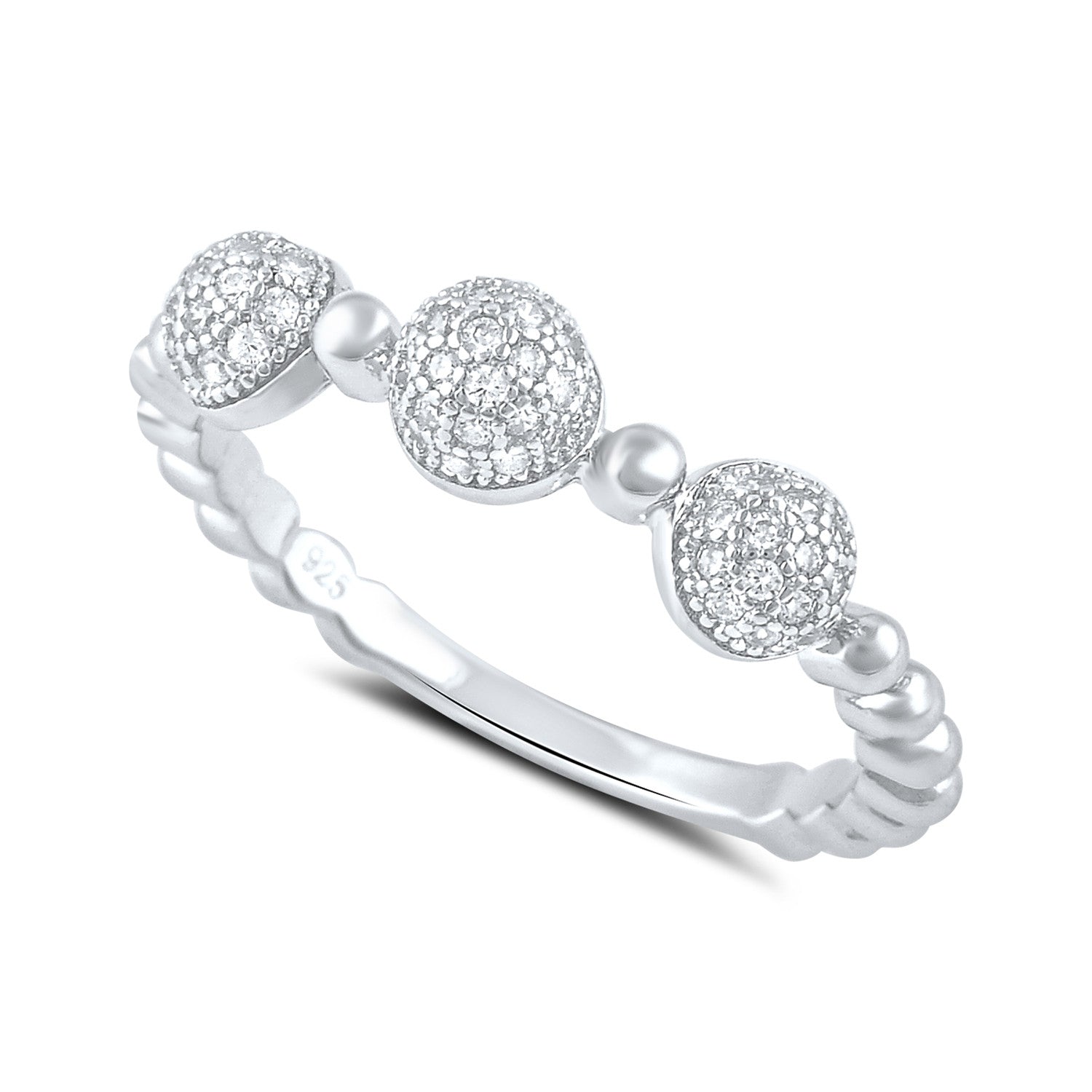 Sterling Silver Cz Thin Domed Stackable Ring - SilverCloseOut - 1
