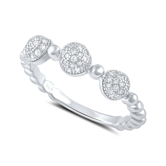 Sterling Silver Cz Thin Domed Stackable Ring - SilverCloseOut - 1