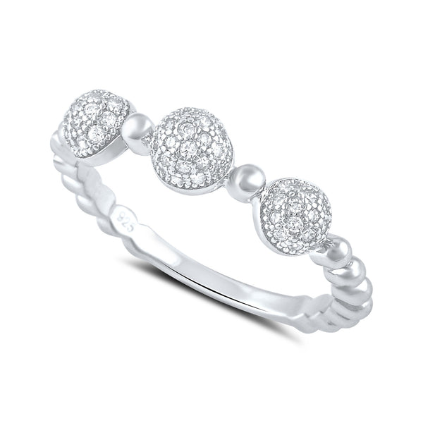 Sterling Silver Cz Thin Domed Stackable Ring - SilverCloseOut - 1