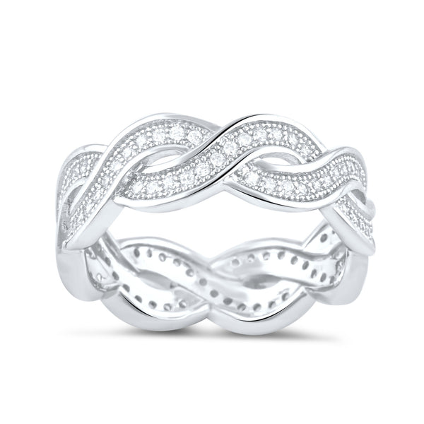 Sterling Silver Simulated Diamond Twisted Eternity Ring - SilverCloseOut - 2