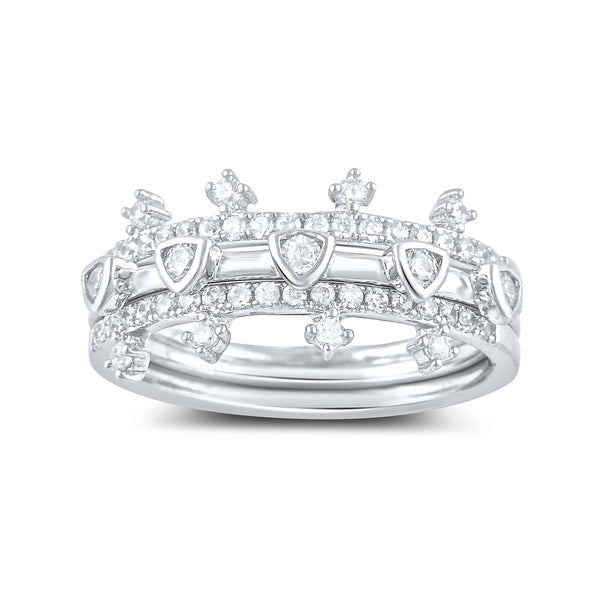 Sterling Silver Simulated Diamond 3 Piece Stackable Ring - SilverCloseOut - 2
