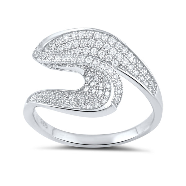 Sterling Silver Simulated Diamond Twist Statement Ring - SilverCloseOut - 2
