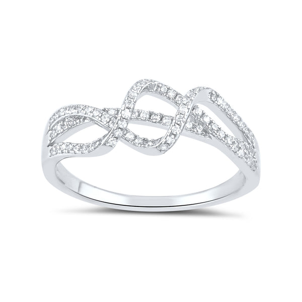 Sterling Silver Simulated Diamond Twisted Wave Ring - SilverCloseOut - 2