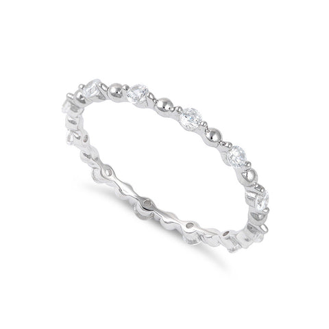 Sterling Silver Simulated Thin Eternity Ring - SilverCloseOut - 1