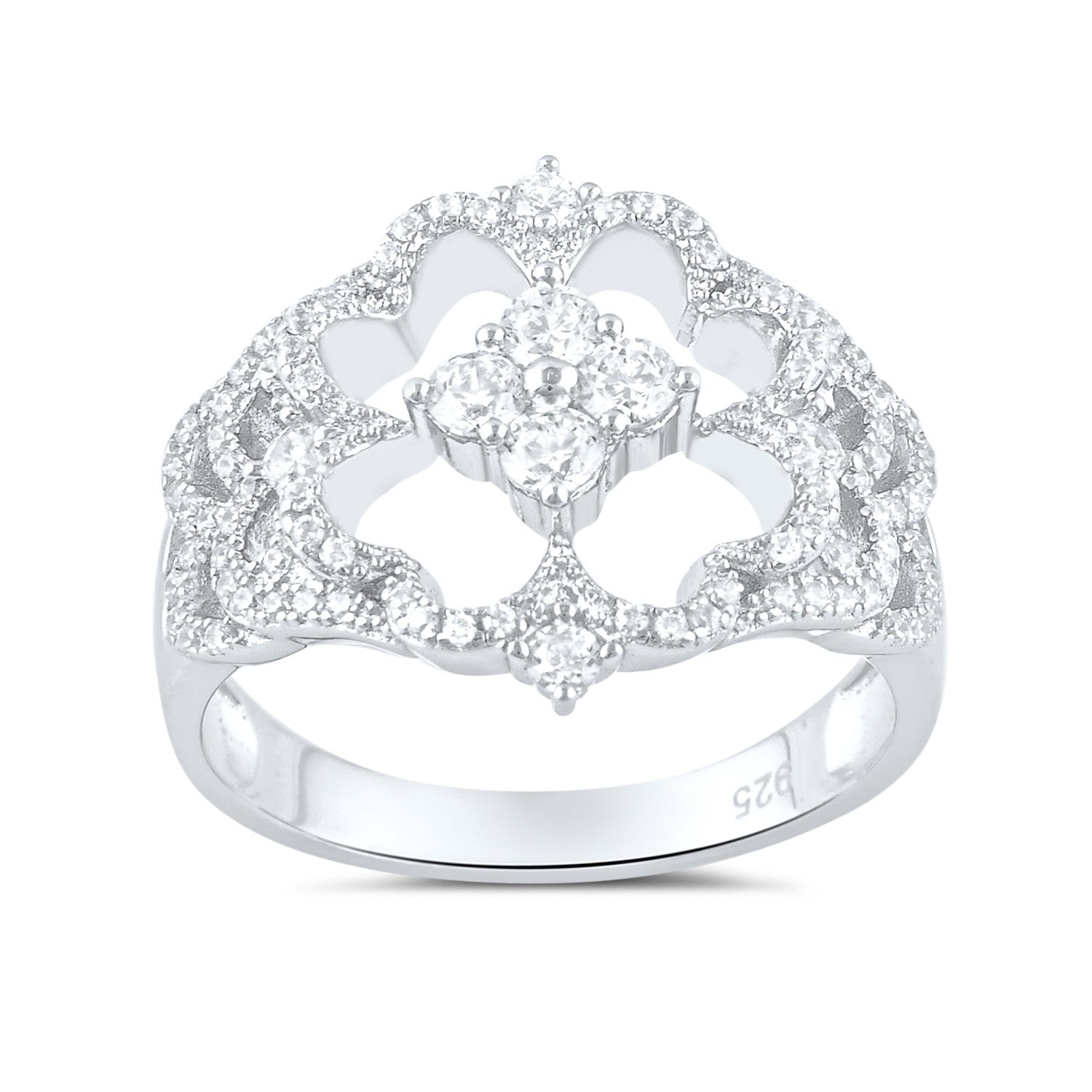 Sterling Silver Cz abstract cross Ring - SilverCloseOut - 2