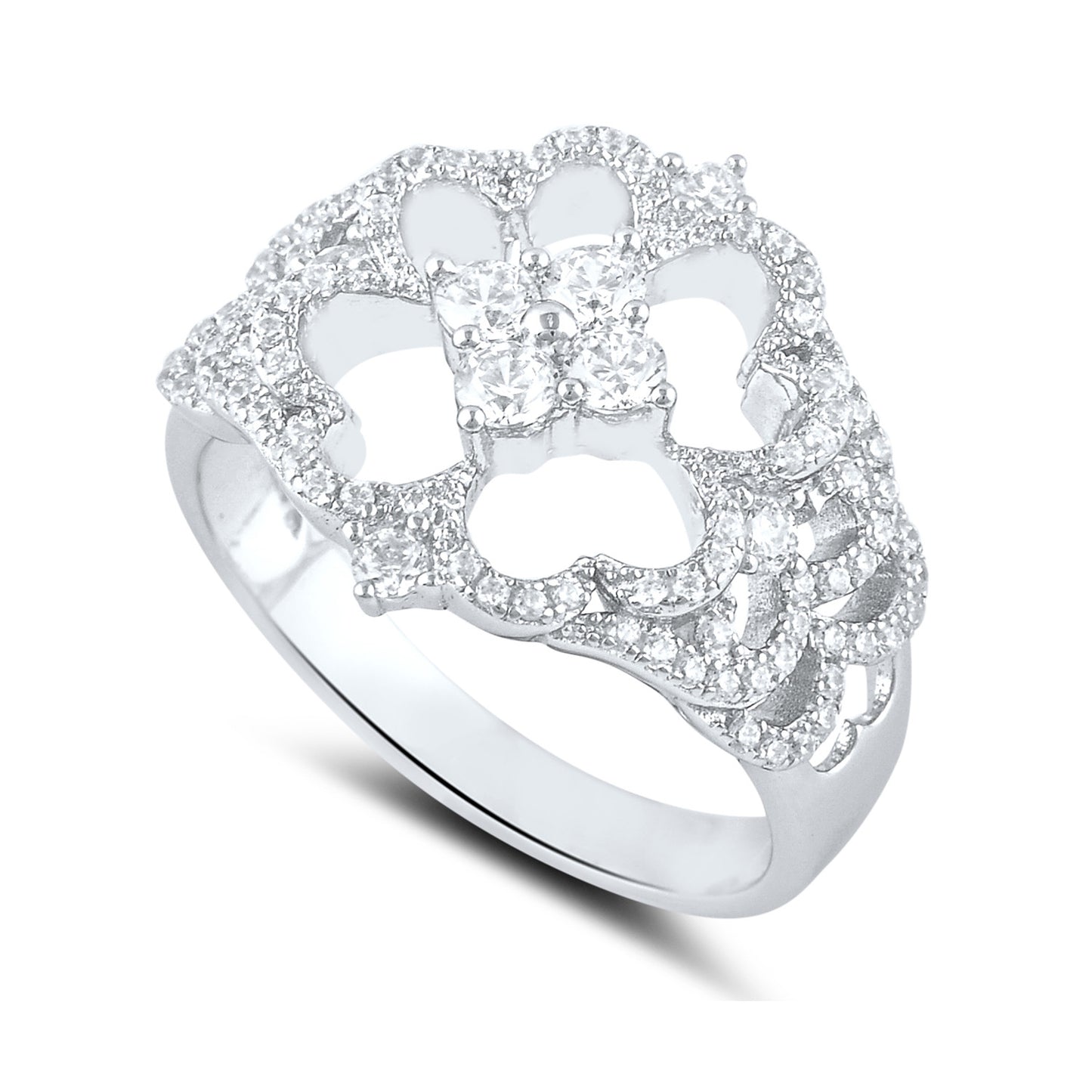 Sterling Silver Cz abstract cross Ring - SilverCloseOut - 1