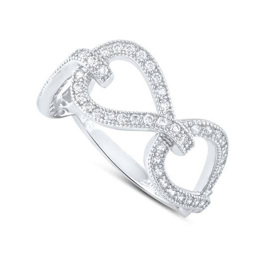 Sterling Silver Simulated Diamond Twisted Chain Link Ring - SilverCloseOut - 1