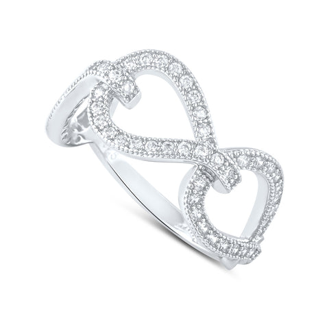 Sterling Silver Simulated Diamond Twisted Chain Link Ring - SilverCloseOut - 1