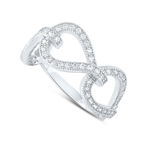 Sterling Silver Simulated Diamond Twisted Chain Link Ring - SilverCloseOut - 1