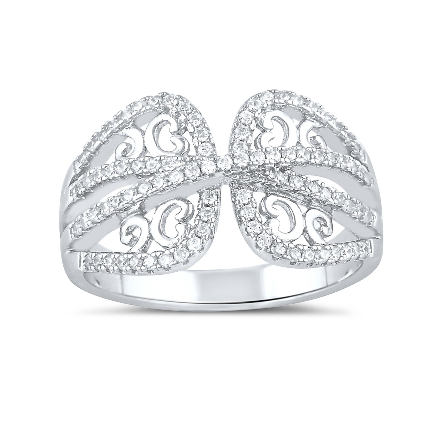 Sterling Silver Simulated Diamond Wrap Ring - SilverCloseOut - 2