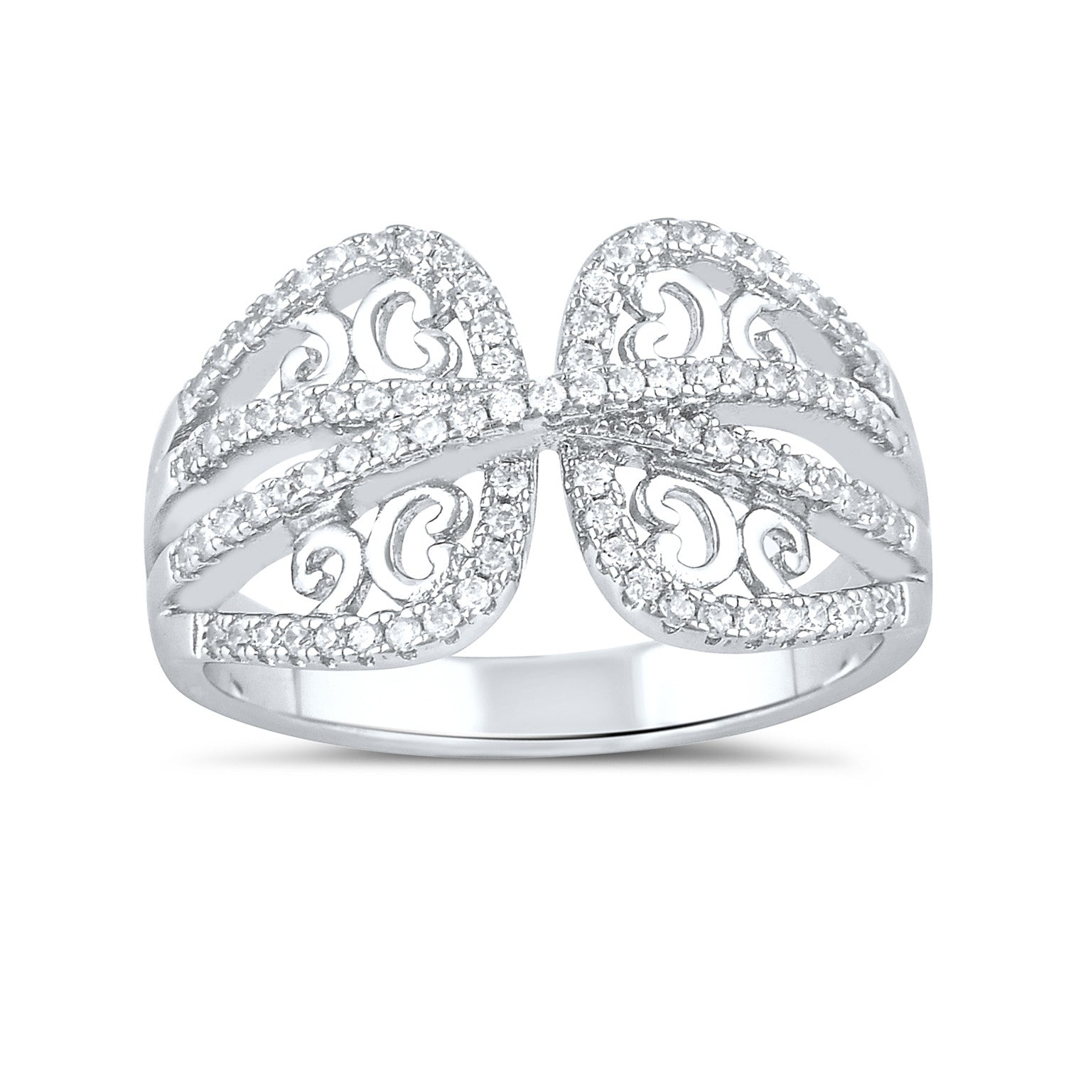 Sterling Silver Simulated Diamond Wrap Ring - SilverCloseOut - 2