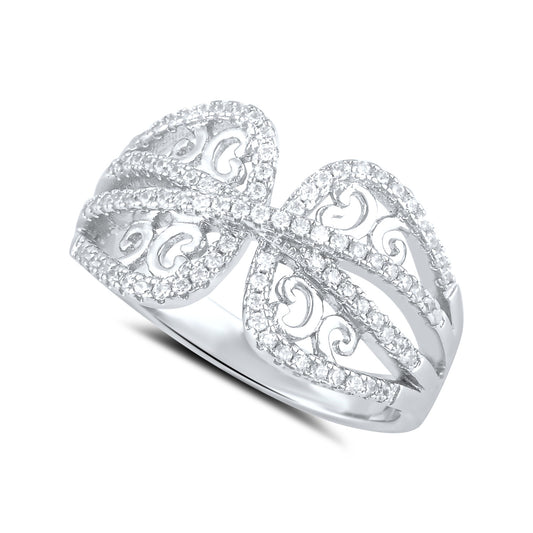Sterling Silver Simulated Diamond Wrap Ring - SilverCloseOut - 1