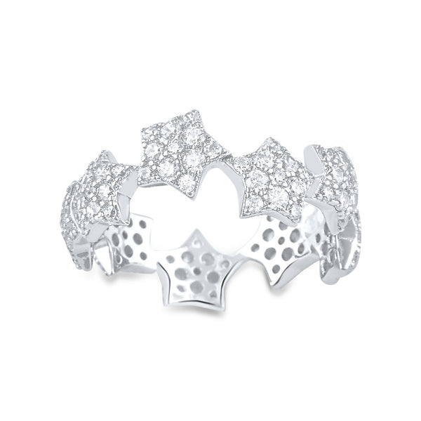 Sterling Silver Star Eternity Cz Ring - SilverCloseOut - 2