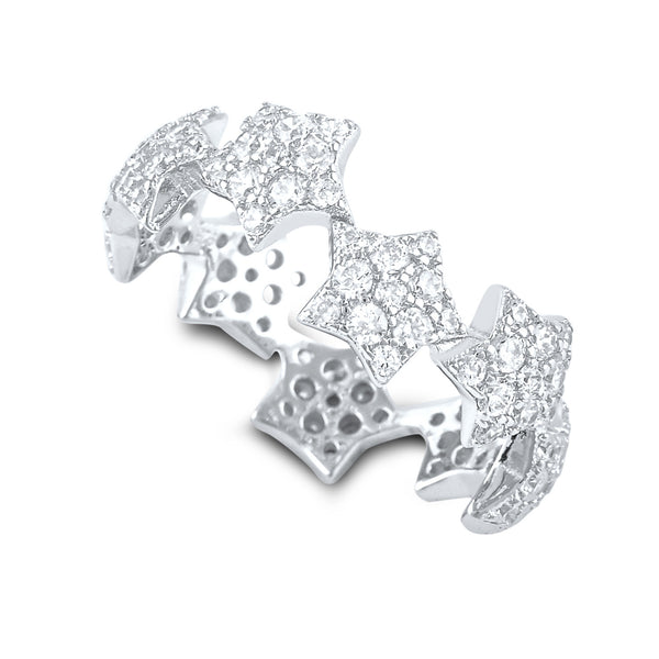 Sterling Silver Star Eternity Cz Ring - SilverCloseOut - 1