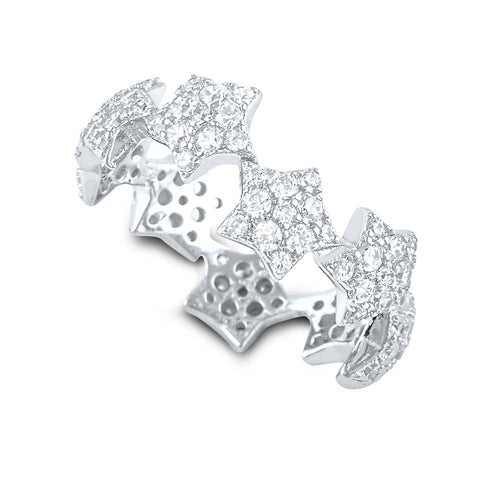 Sterling Silver Star Eternity Cz Ring - SilverCloseOut - 1