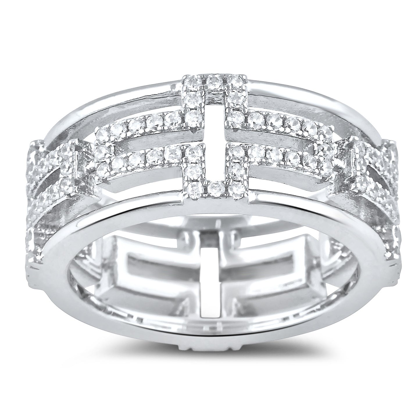 Sterling Silver Cross Eternity Cz Ring - SilverCloseOut - 2
