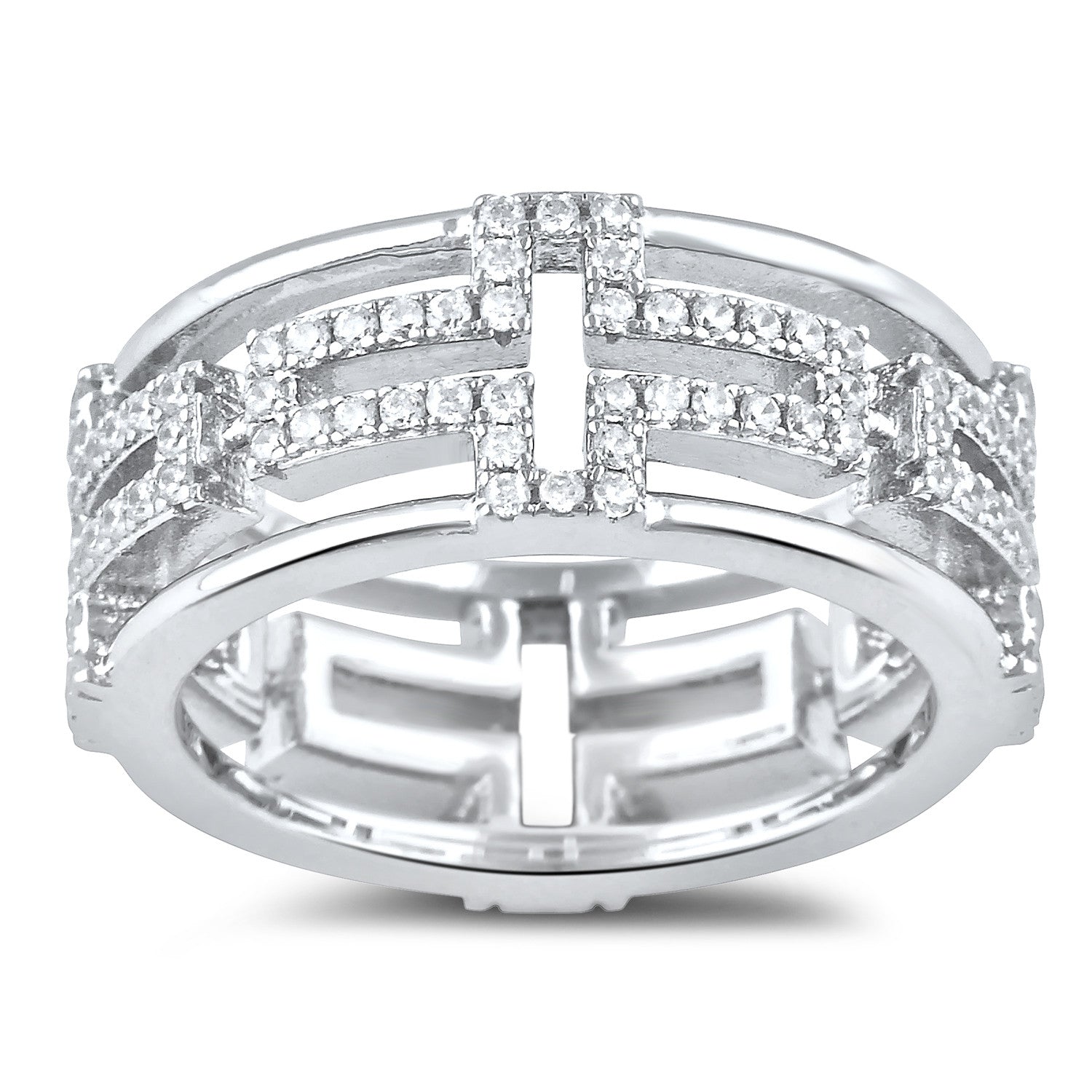 Sterling Silver Cross Eternity Cz Ring - SilverCloseOut - 2