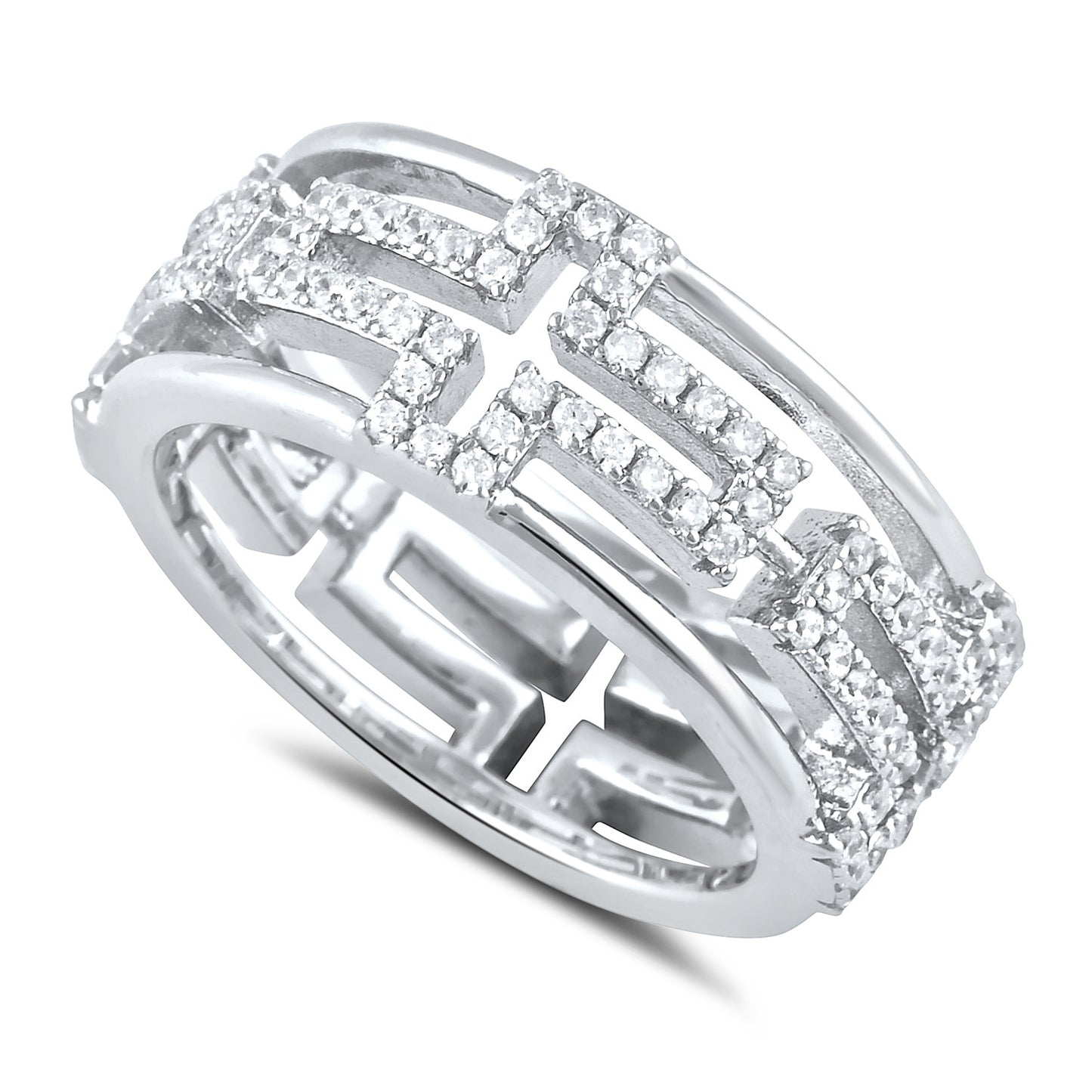 Sterling Silver Cross Eternity Cz Ring - SilverCloseOut - 1