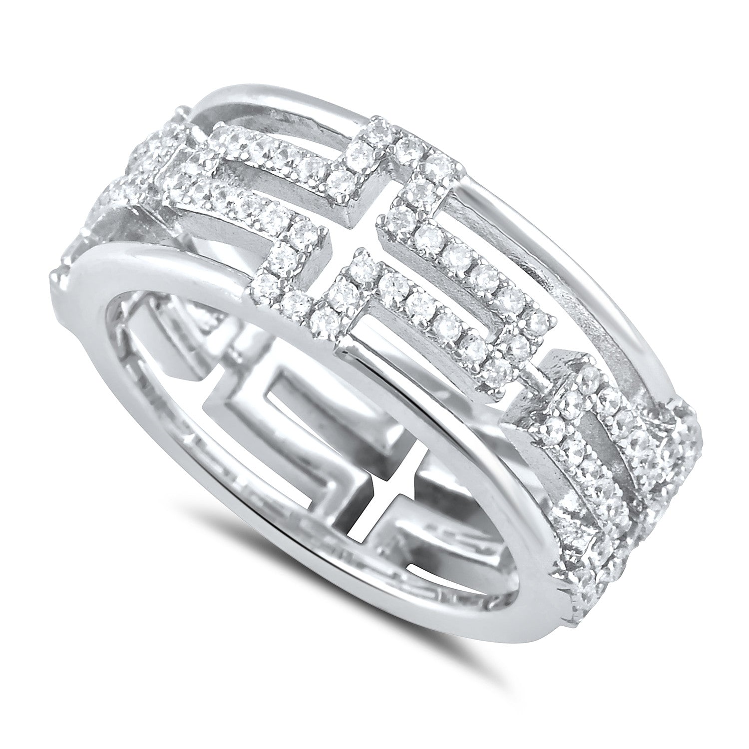 Sterling Silver Cross Eternity Cz Ring - SilverCloseOut - 1