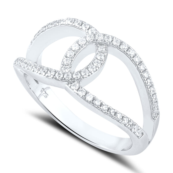 Sterling Silver Simulated Diamond Love knot Ring - SilverCloseOut - 1