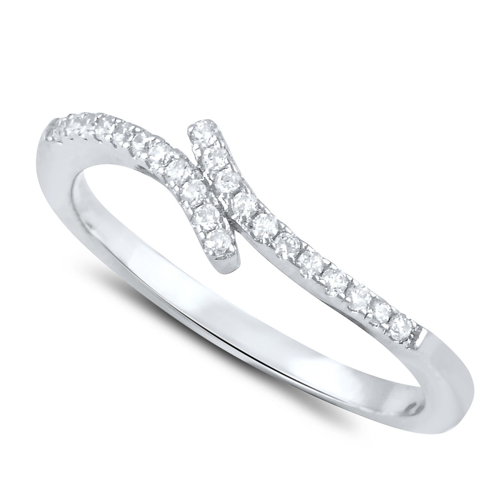 Sterling Silver Simulated Diamond Thin Overlap Ring - SilverCloseOut - 1