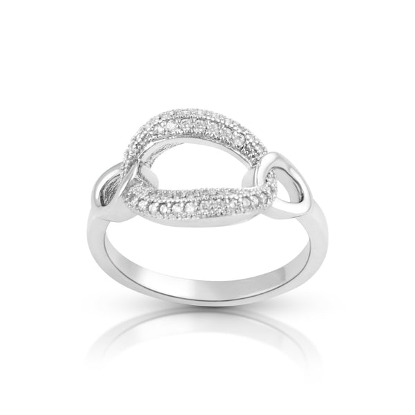 Sterling Silver Simulated Diamond Oval Chain Link Ring - SilverCloseOut - 2