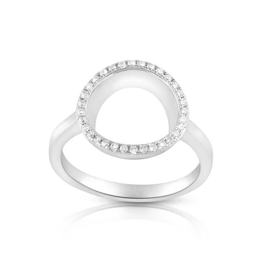 Sterling Silver Simulated Diamond O Circle Ring - SilverCloseOut - 1