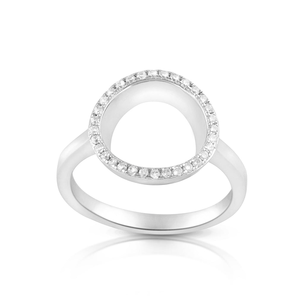 Sterling Silver Simulated Diamond O Circle Ring - SilverCloseOut - 1