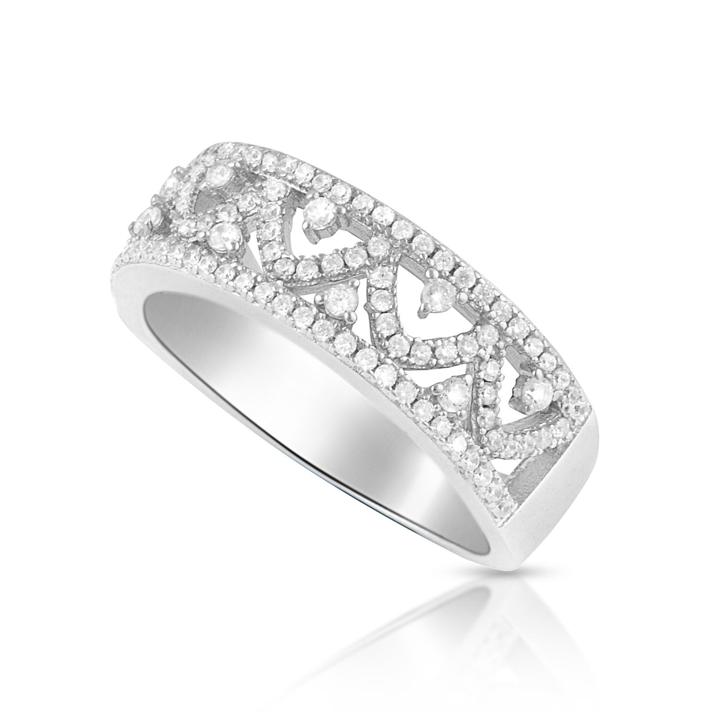 Sterling Silver Simulated Diamond Filigree Vine Ring - SilverCloseOut - 1