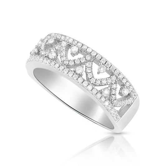 Sterling Silver Simulated Diamond Filigree Vine Ring - SilverCloseOut - 1