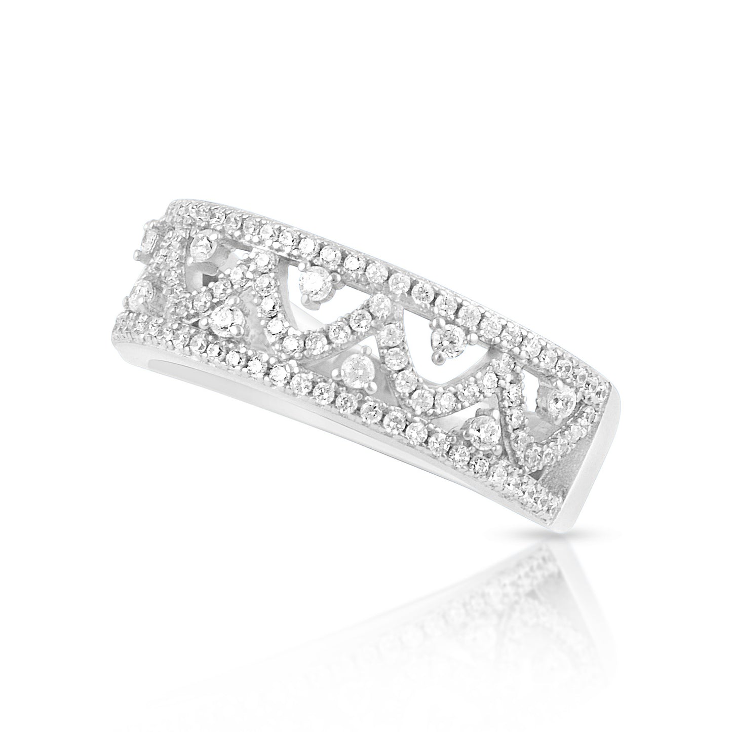 Sterling Silver Simulated Diamond Filigree Vine Ring - SilverCloseOut - 2