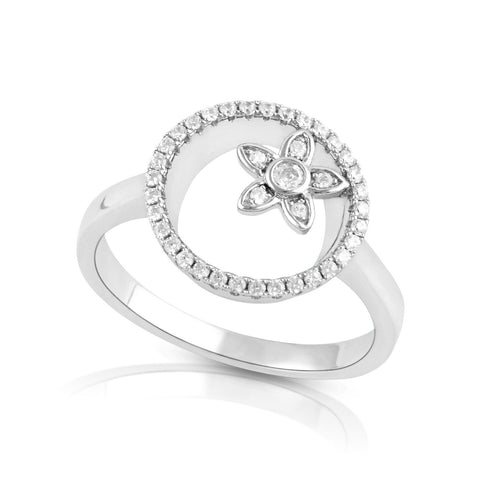 Sterling Silver Simulated Diamond Sunshine Flower Ring - SilverCloseOut - 1