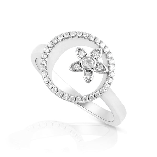 Sterling Silver Simulated Diamond Sunshine Flower Ring - SilverCloseOut - 2