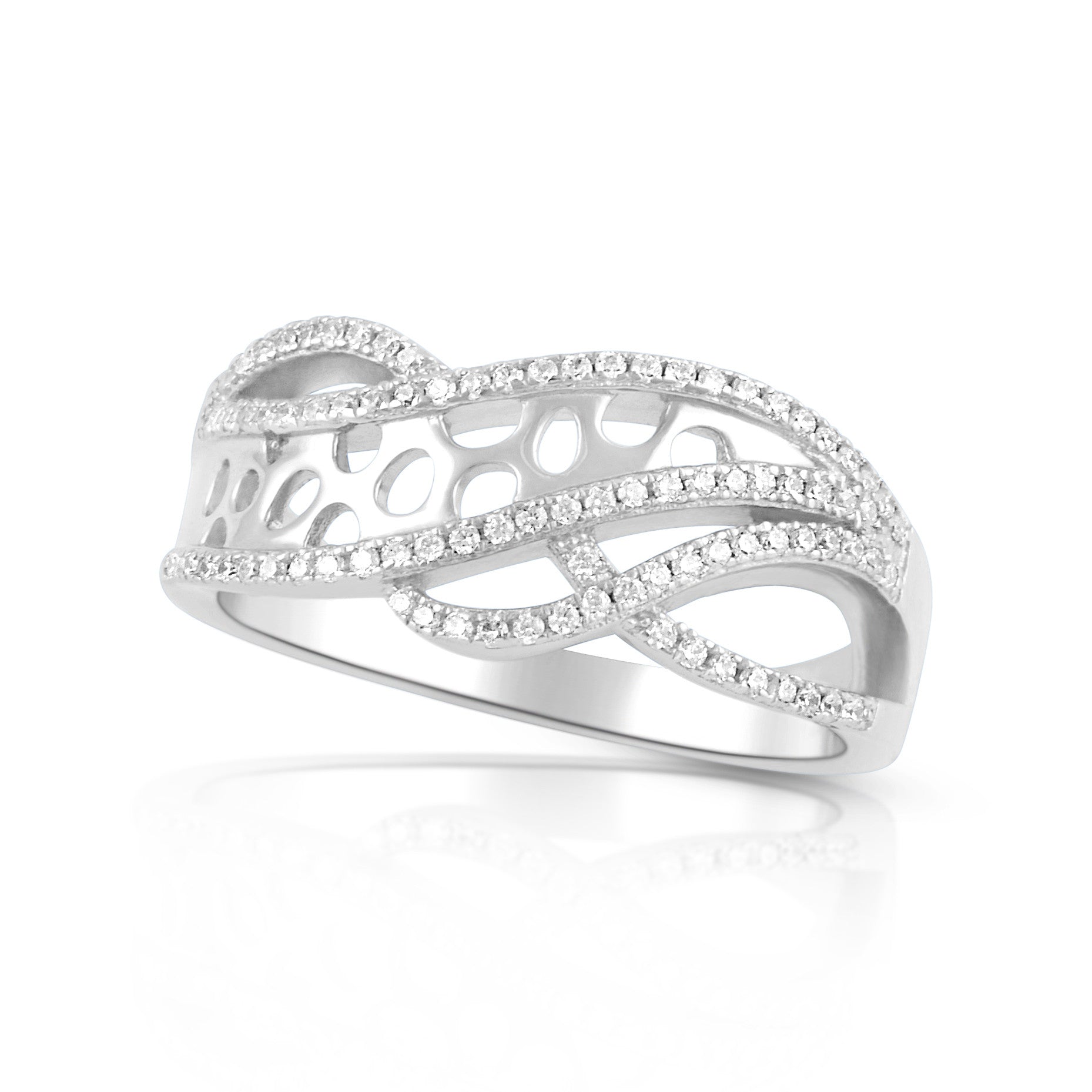 Sterling Silver Simulated Diamond Free Form Art Ring - SilverCloseOut - 2