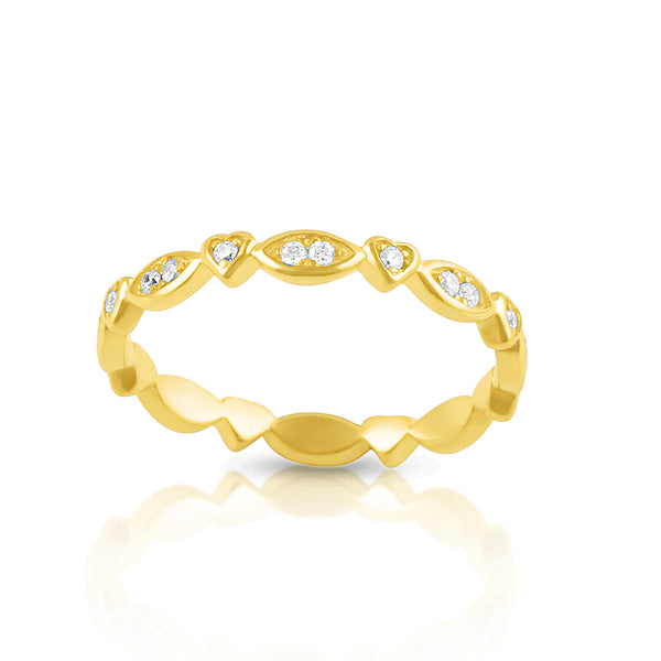 Gold Tone Sterling Silver Heart Eternity Ring - SilverCloseOut - 2