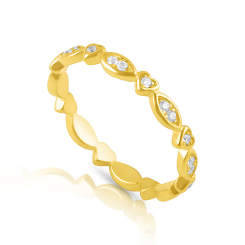 Gold Tone Sterling Silver Heart Eternity Ring - SilverCloseOut - 1