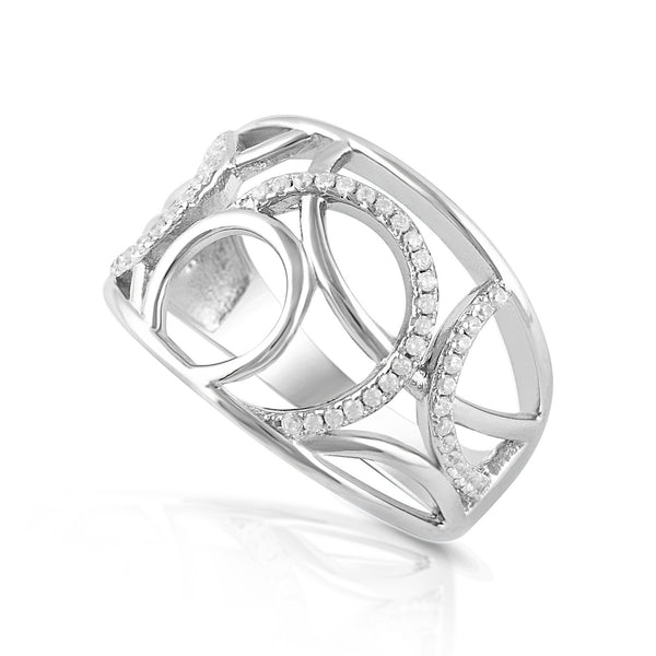 Sterling Silver Cz Free Form Circle Ring - SilverCloseOut - 1