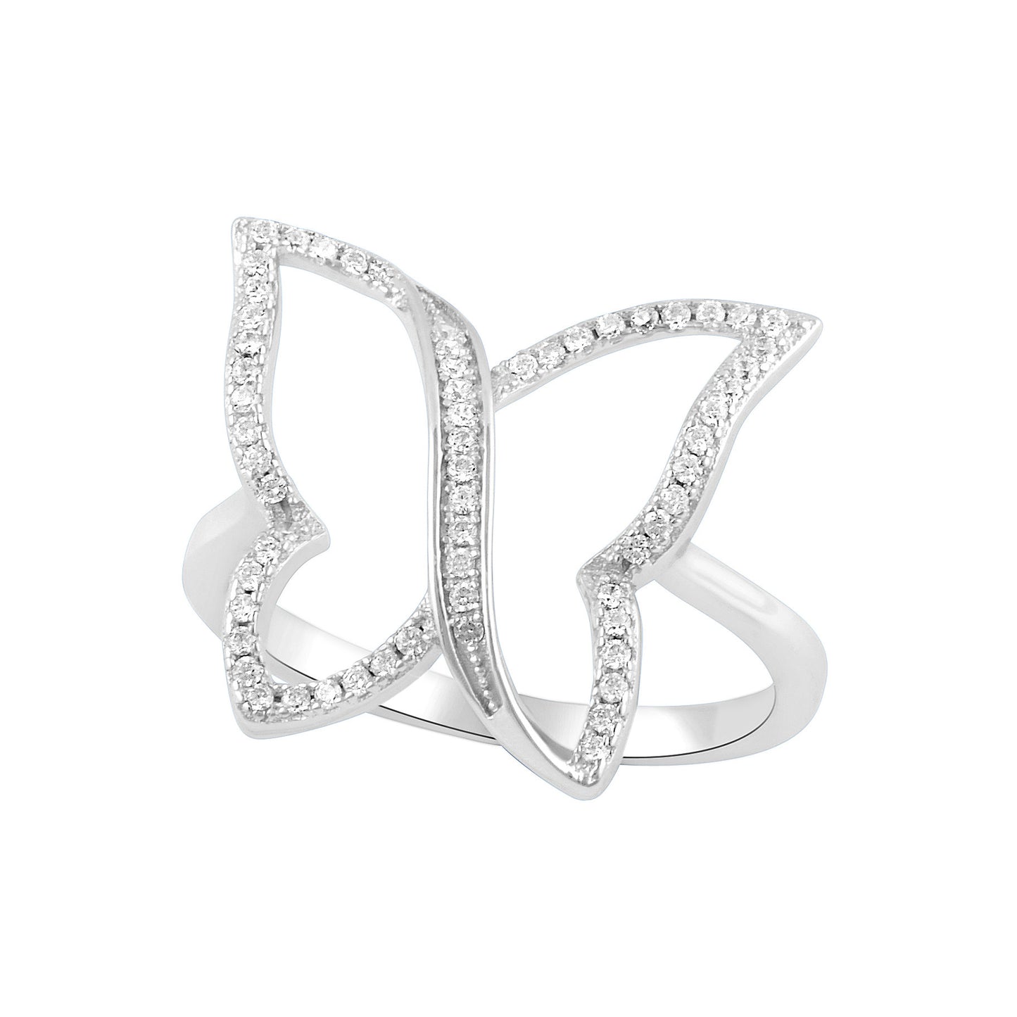 Sterling Silver Simulated Diamond Butterfly Ring - SilverCloseOut - 2