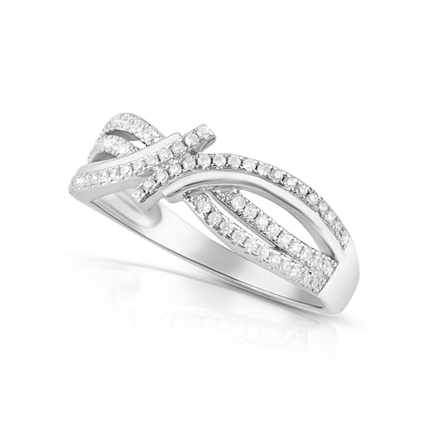 Sterling Silver Simulated Diamond Abstract Infinity Ring - SilverCloseOut - 1