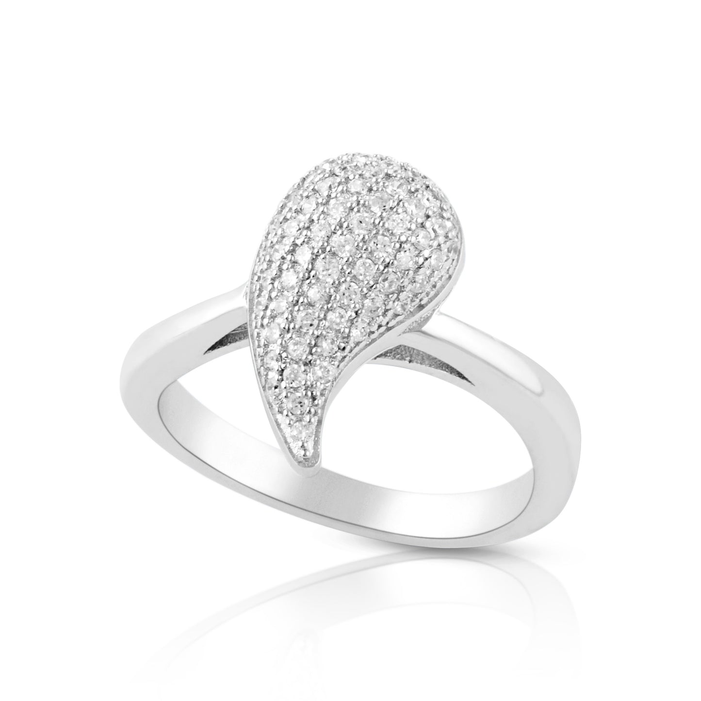 Sterling Silver Simulated Diamond Tear Drop comma Ring - SilverCloseOut - 2