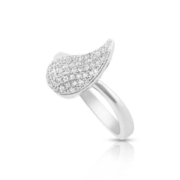 Sterling Silver Simulated Diamond Tear Drop comma Ring - SilverCloseOut - 3