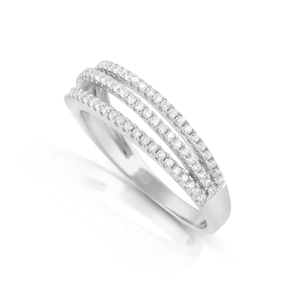 Sterling Silver Simulated Diamond Wrap Ring - SilverCloseOut - 1