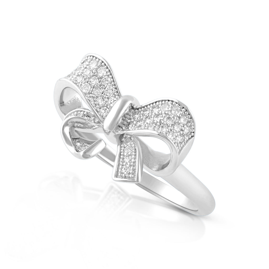 Sterling Silver Simulated Diamond Bow  Ring - SilverCloseOut - 1